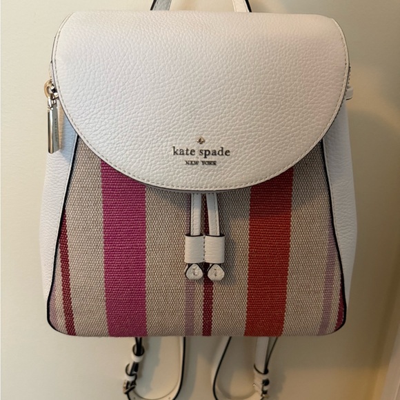 Kate Spade White and Pink Striped Backpack main image 5